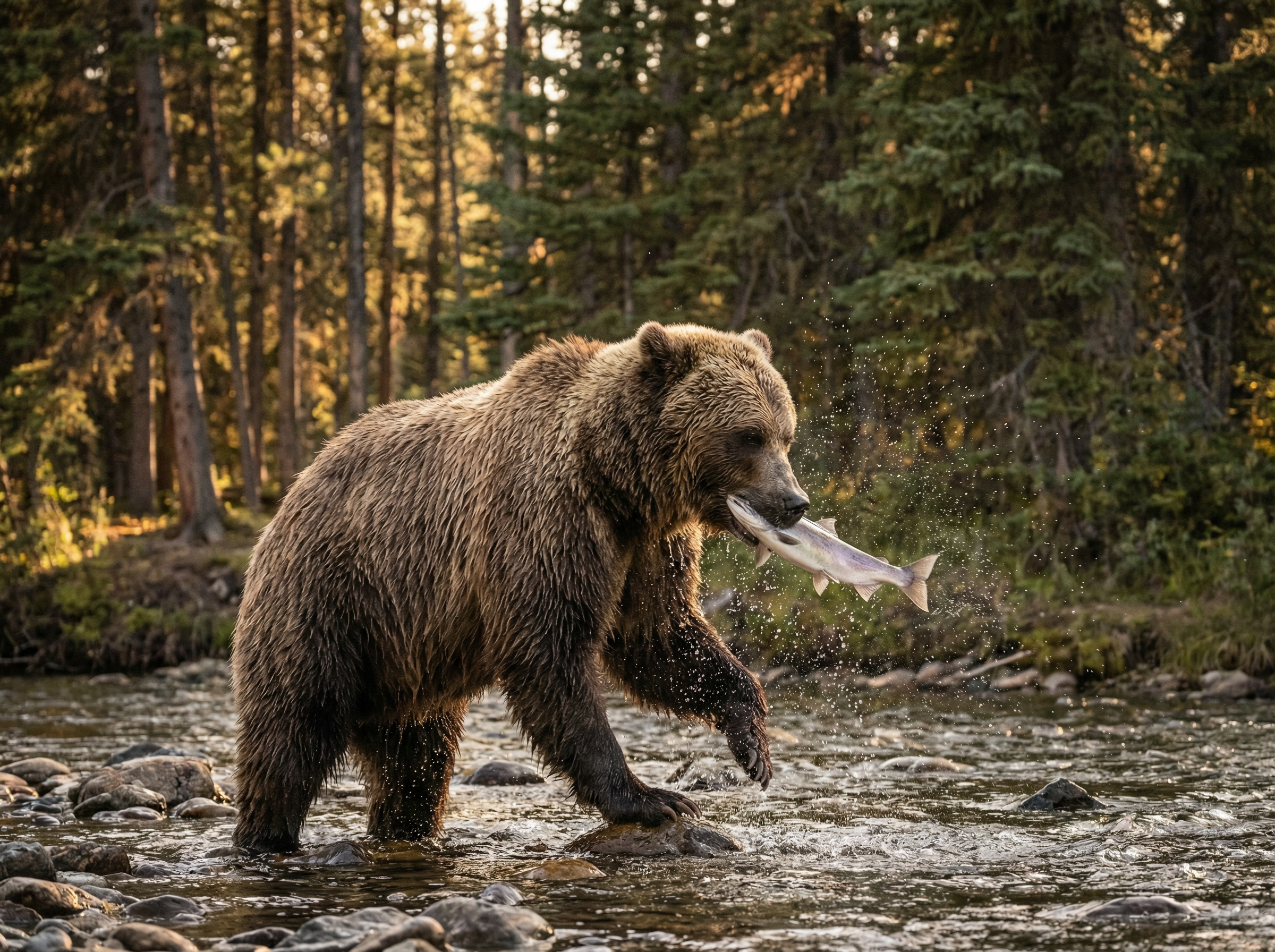 加拿大28 - 荒野中的灰熊捕鱼